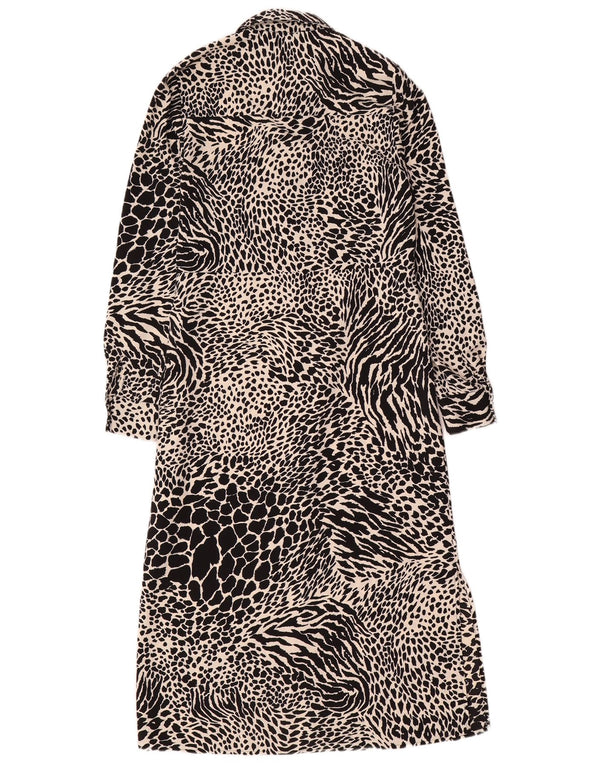 Vestido camisero de manga larga para mujer de Warehouse UK 6 XS Estampado animal negro
