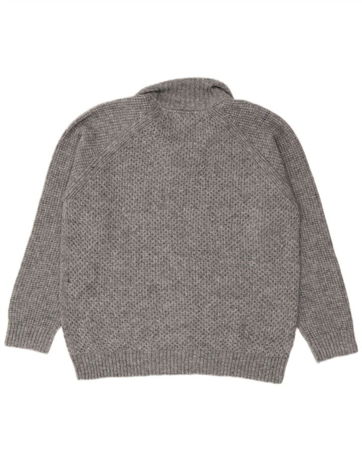 Marks & Spencer Suéter tipo jersey con cuello y cremallera de ajuste regular para hombre XL Acrílico gris