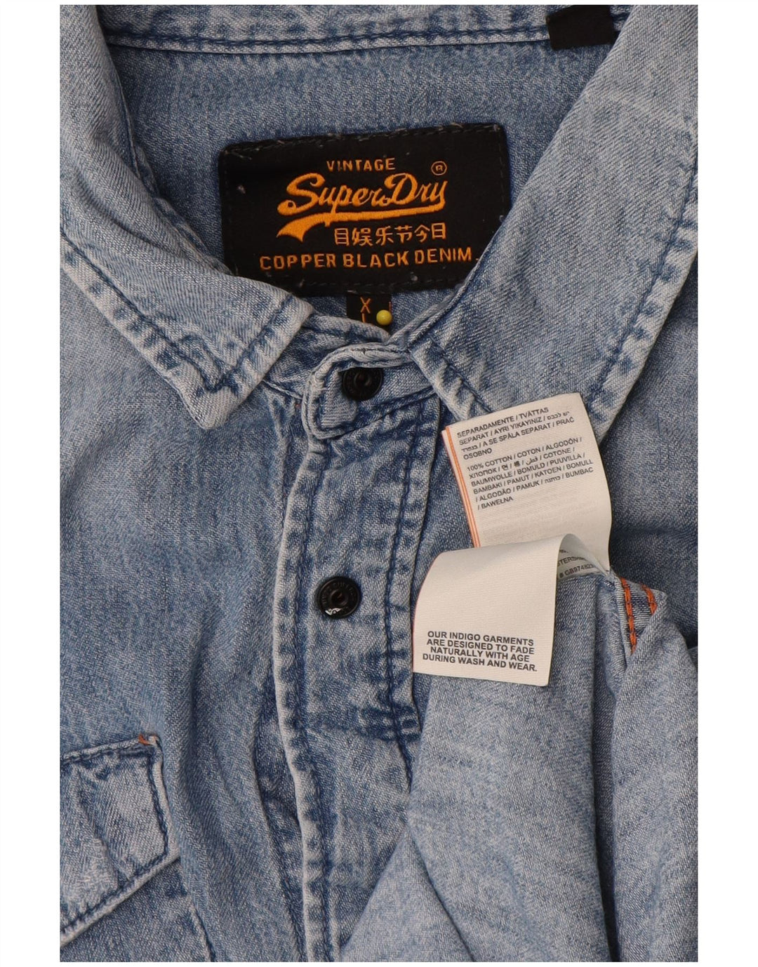 Superdry Camisa Vaquera XL Algodón Azul Hombre