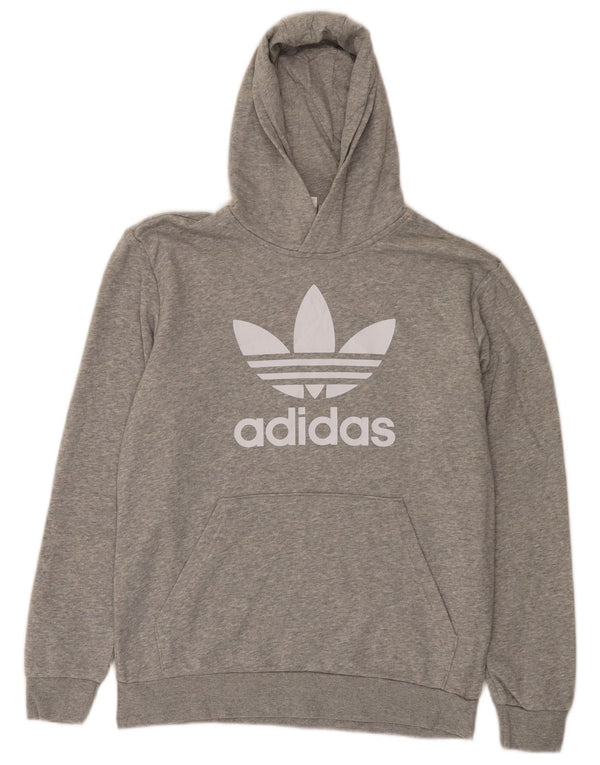 Adidas - Sudadera con capucha para niños (13-14 años, algodón moteado), color gris