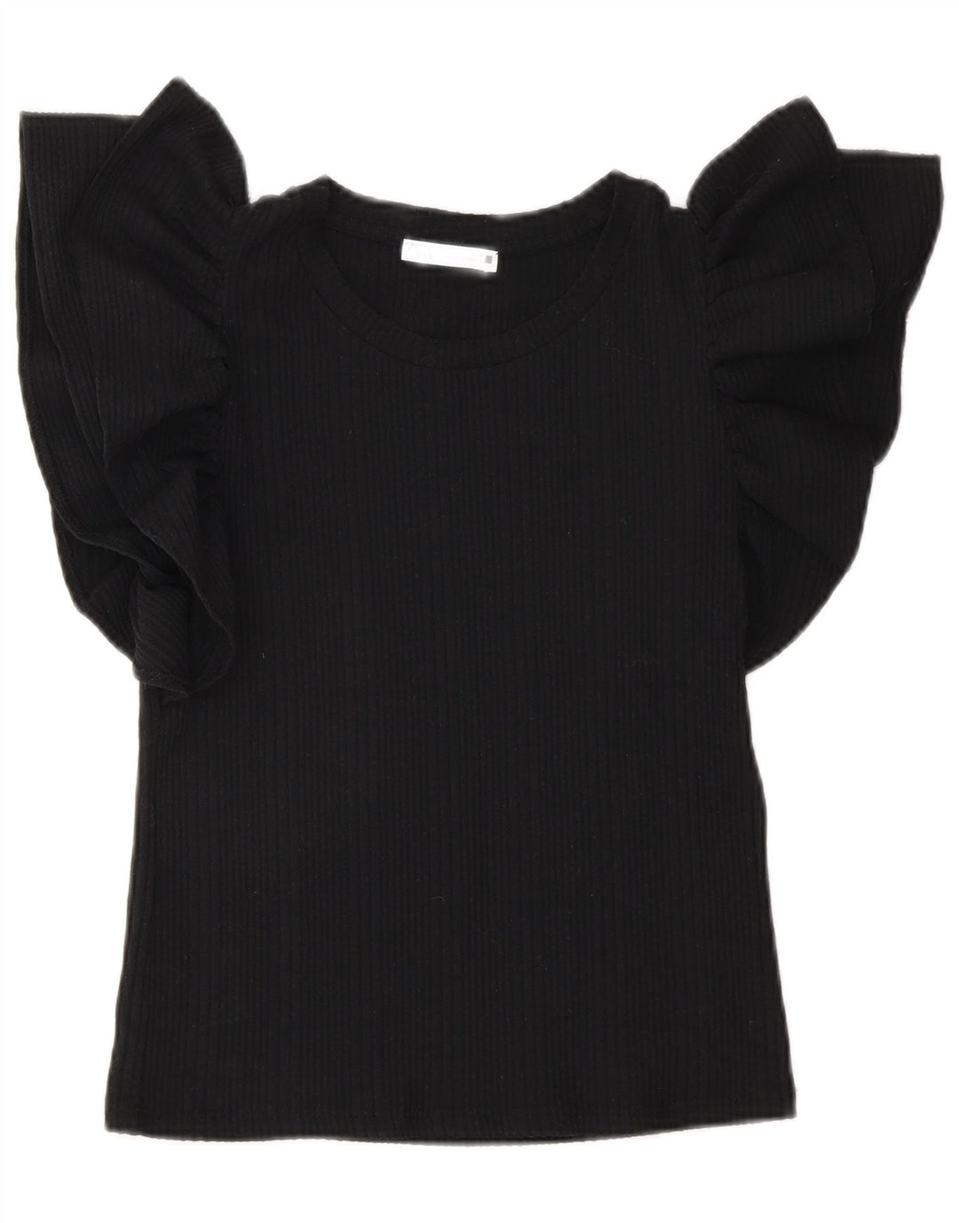 Zara Mujer Crop Blusa Top UK 10 Small Negro