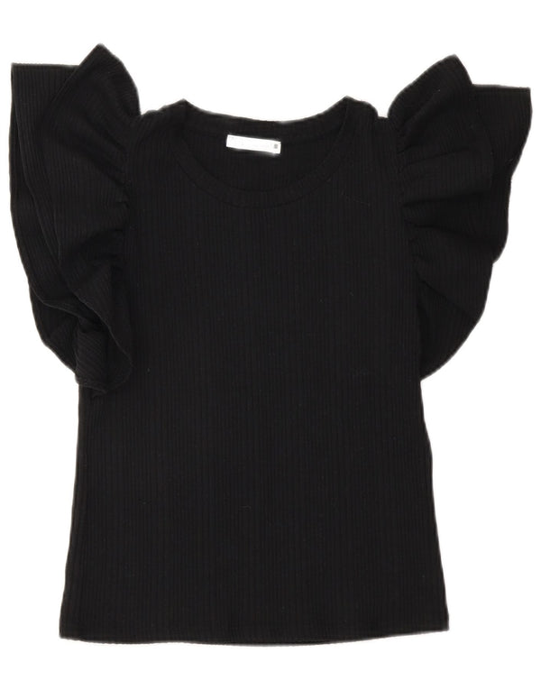 Zara Mujer Crop Blusa Top UK 10 Small Negro