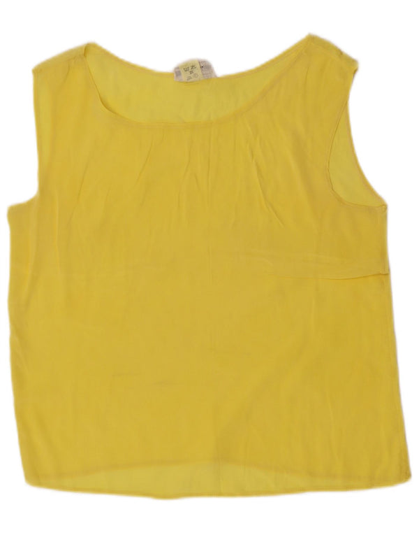Vintage mujer crop blusa sin mangas Top IT 42 Acetato amarillo medio