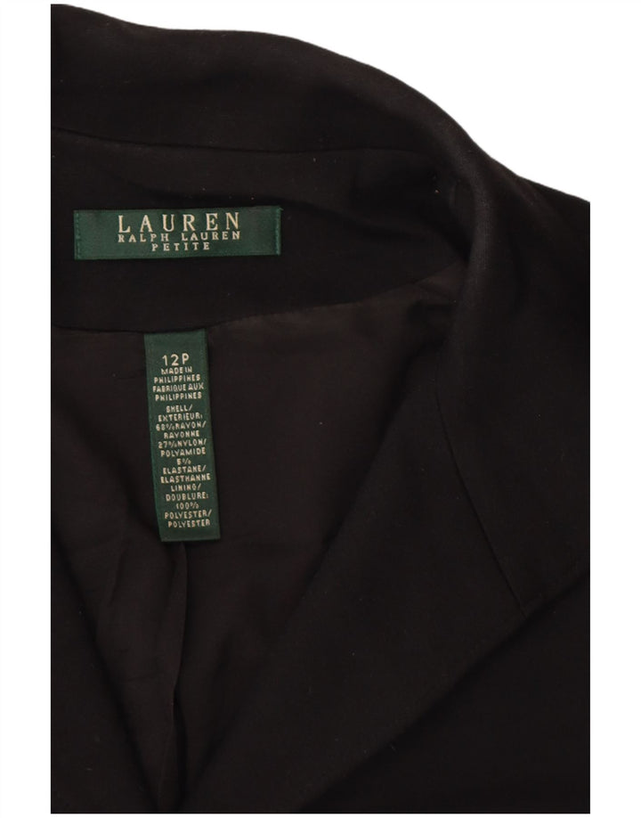 RALPH LAUREN Chaqueta tipo blazer de 5 botones para mujer, talla pequeña, talla 12, color negro