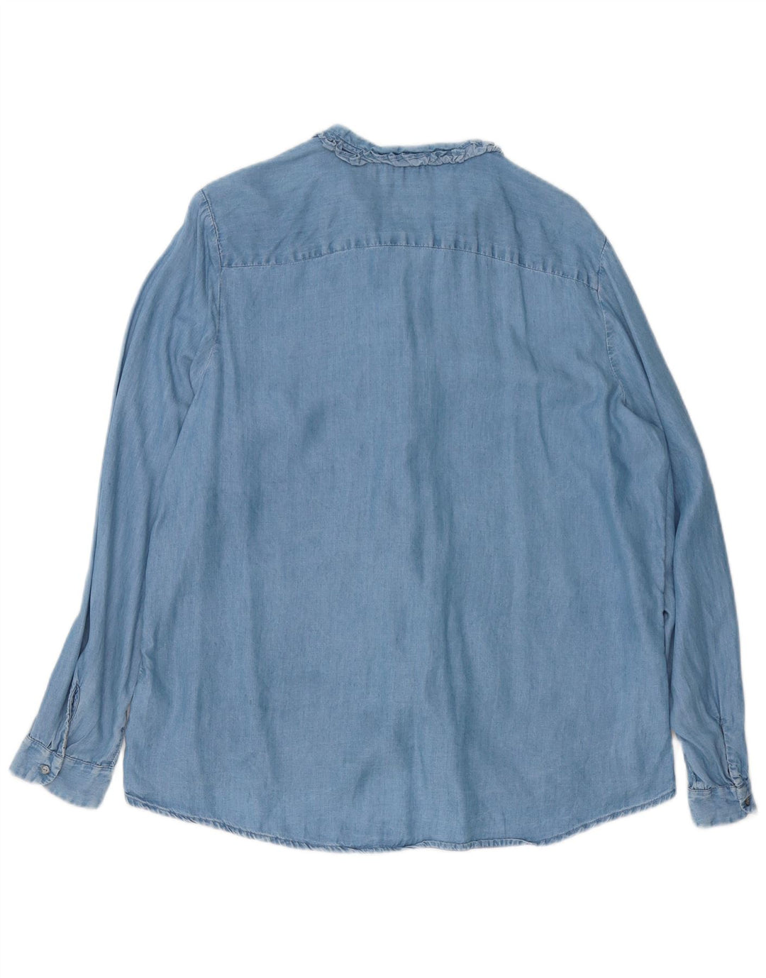 Marks & Spencer Camisa Vaquera Extragrande con Volantes en la Parte Delantera para Mujer UK 46 Grande Azul