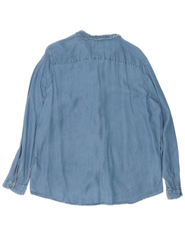 Marks & Spencer Camisa Vaquera Extragrande con Volantes en la Parte Delantera para Mujer UK 46 Grande Azul