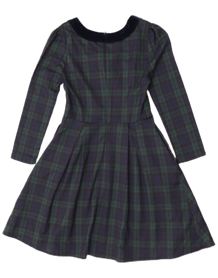 Joanie Vestido acampanado de manga larga para mujer UK 8 Pequeño Poliéster a cuadros verdes