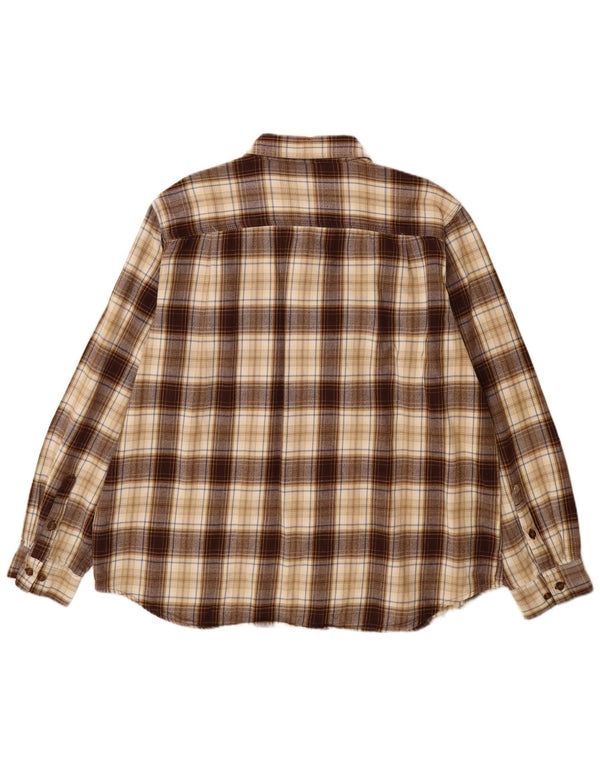 CARHARTT Camisa de franela ajustada para hombre 2XL Algodón a cuadros marrón