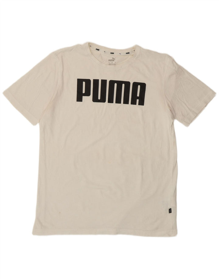 PUMA Camiseta gráfica para hombre Top Medium White Cotton