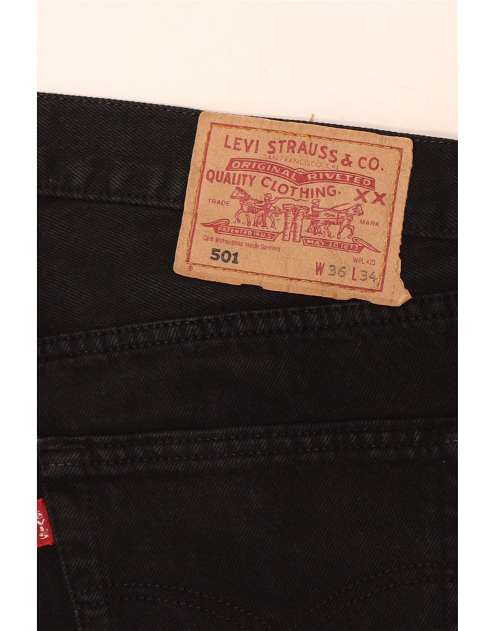 LEVI'S Mens 501 Straight Jeans W36 L34 Black Cotton