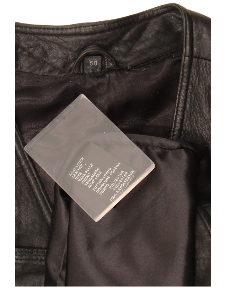 VINTAGE Chaleco de cuero para hombre IT 50 Medio Negro
