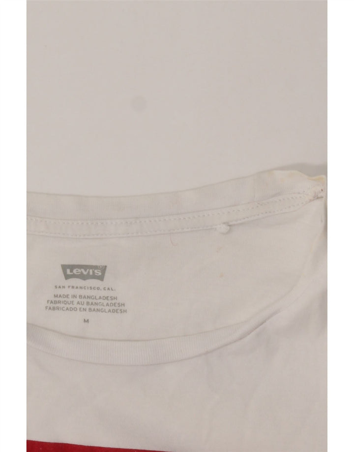 LEVI'S Womens Graphic T-Shirt Top UK 12 Medium White Cotton Vintage Levi's and Second-Hand Levi's from Messina Hembry 