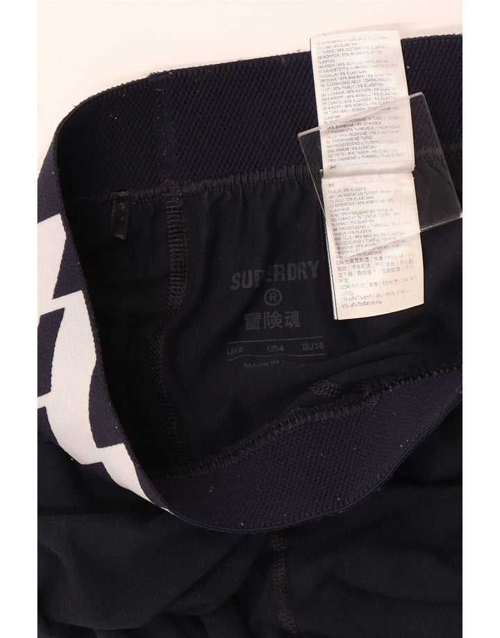 SUPERDRY Womens Graphic Leggings UK 8 Small  Navy Blue Cotton