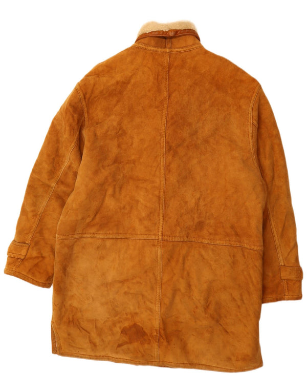 VINTAGE Abrigo de piel de oveja para hombre IT 52 XL Cuero marrón