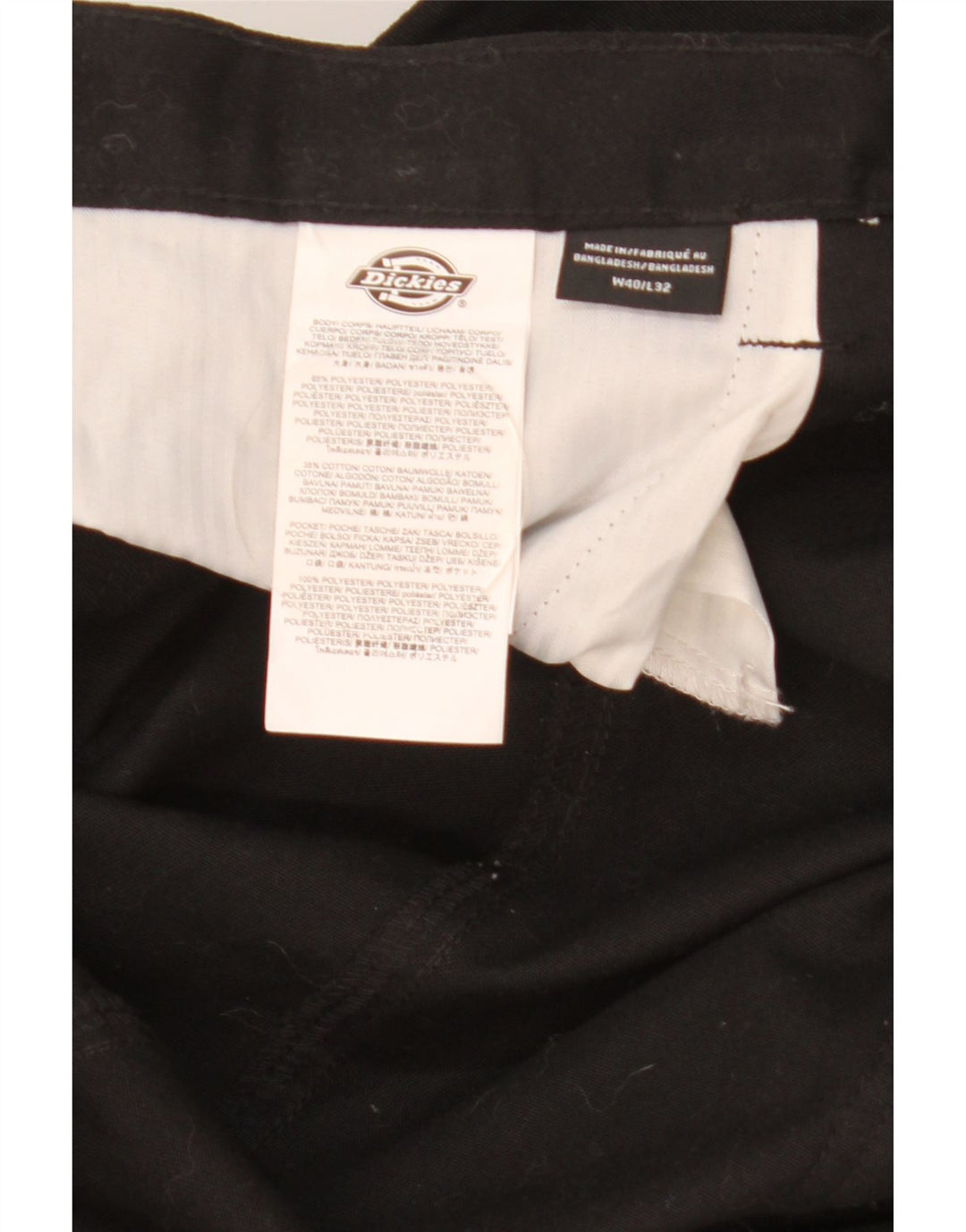 Dickies Pantalones cargo rectos para hombre W40 L32 Poliéster negro