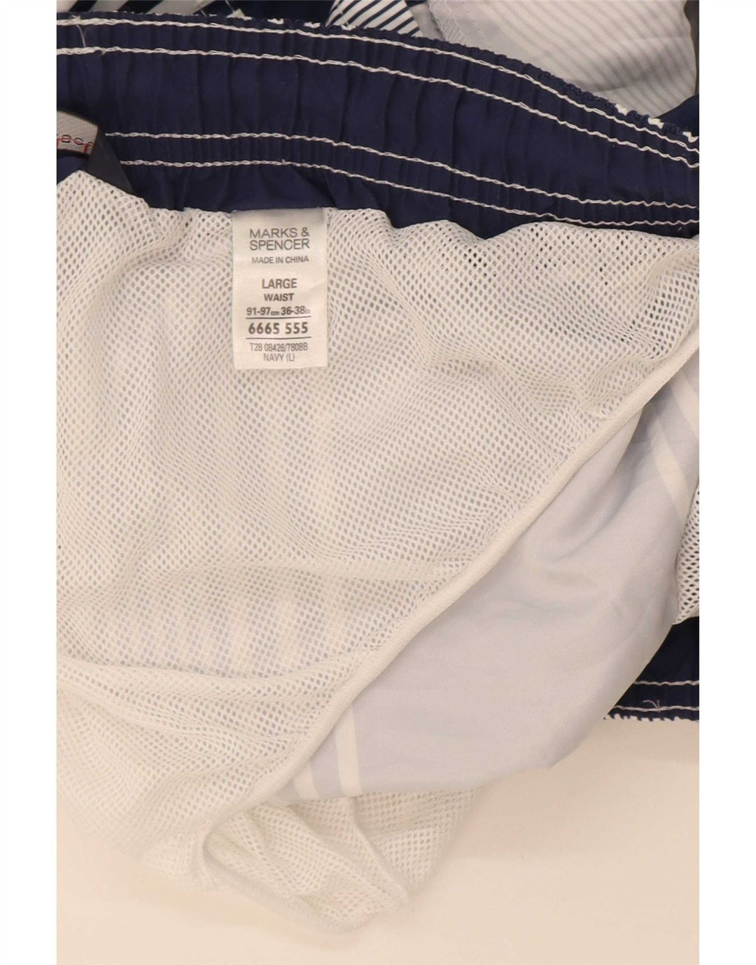 Marks & Spencer - Bañador para hombre, talla grande, poliéster a rayas, color azul marino