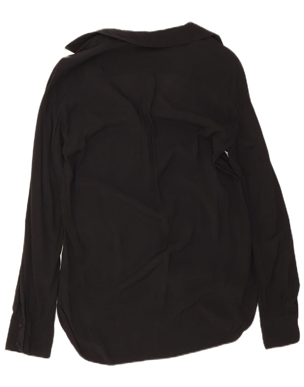Zara Mujer Blusa Camisa Holgada UK 6 XS Viscosa Negra