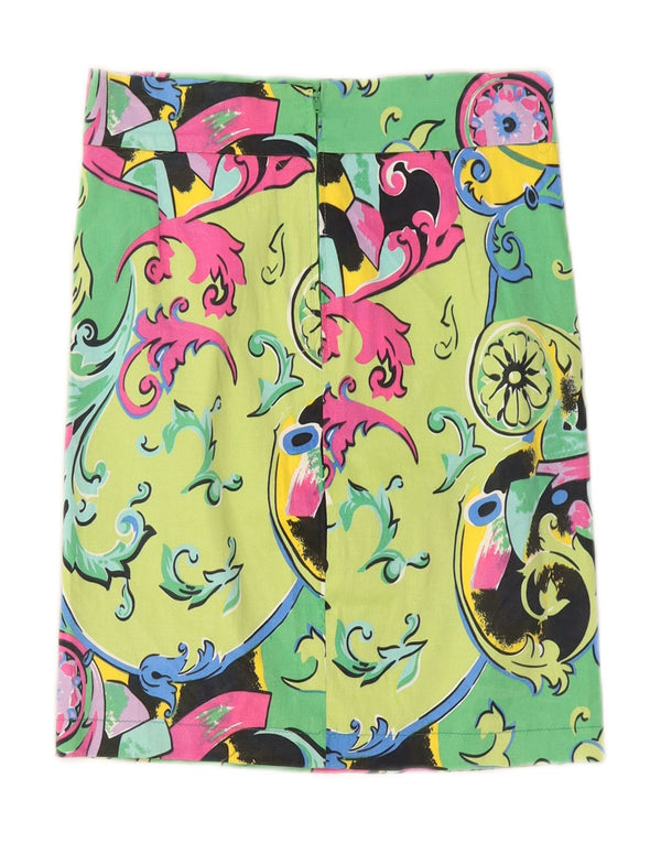 VINTAGE Falda recta para mujer W26 Pequeño Paisley verde