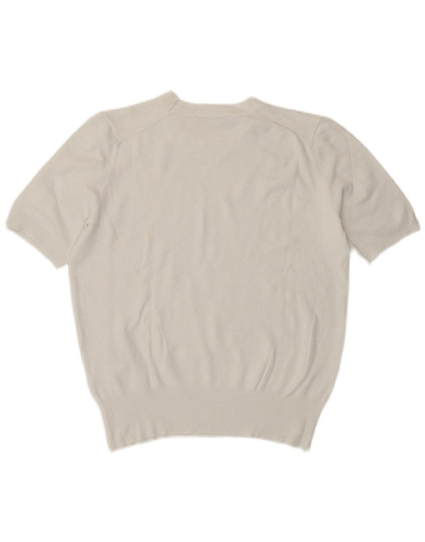 Zara Mujer Crop Camiseta Top UK 44 Large Viscosa Blanca