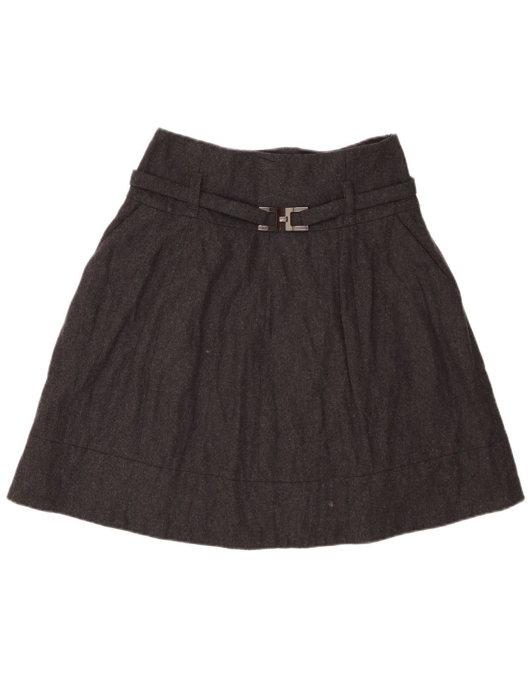 Falda de línea A para mujeres Seventy IT 42 Mediana W28 Gris jaspeada de lana virgen