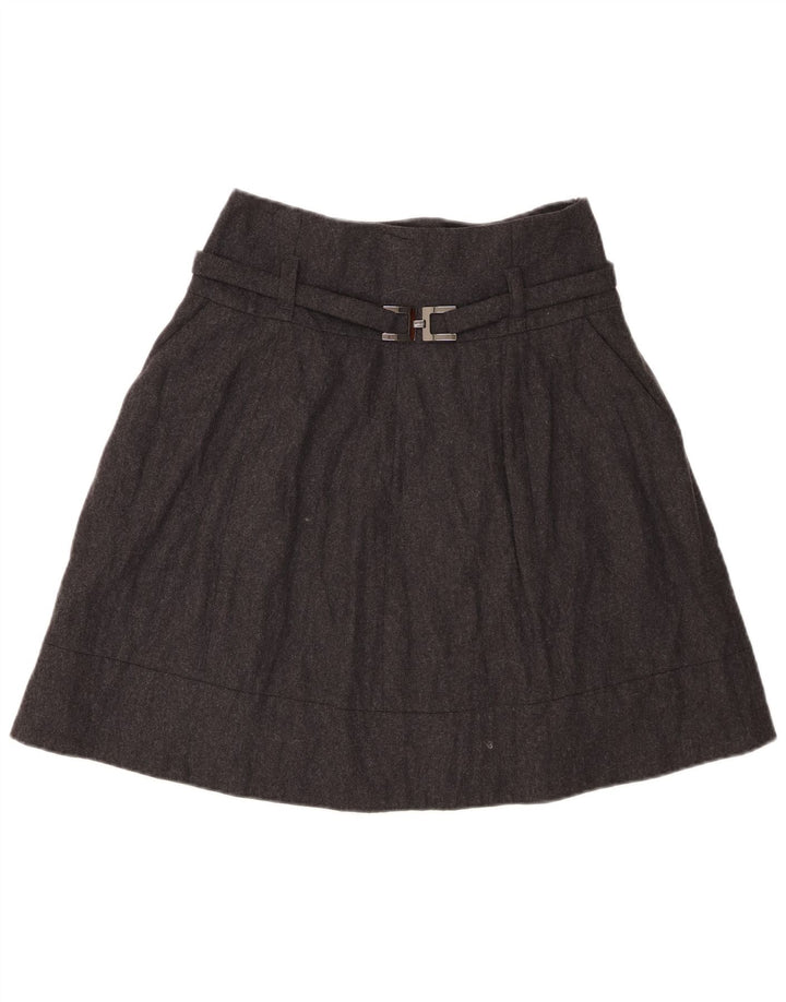 Falda de línea A para mujeres Seventy IT 42 Mediana W28 Gris jaspeada de lana virgen
