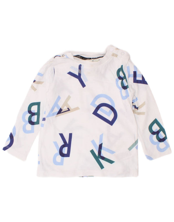 Ted Baker Camiseta gráfica de manga larga para bebés de 12 a 18 meses, algodón blanco