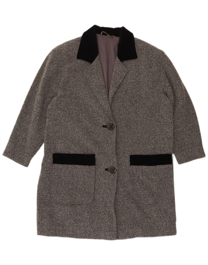 Vintage mujer 2 botones Blazer chaqueta Reino Unido 20 2XL gris colorblock