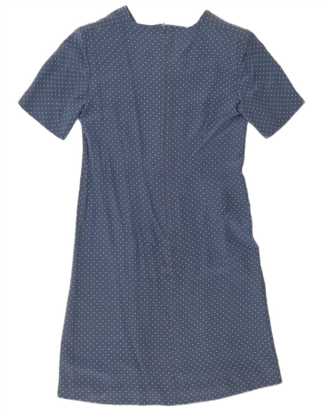 Vintage mujer A-Line vestido Reino Unido 12 azul medio manchado