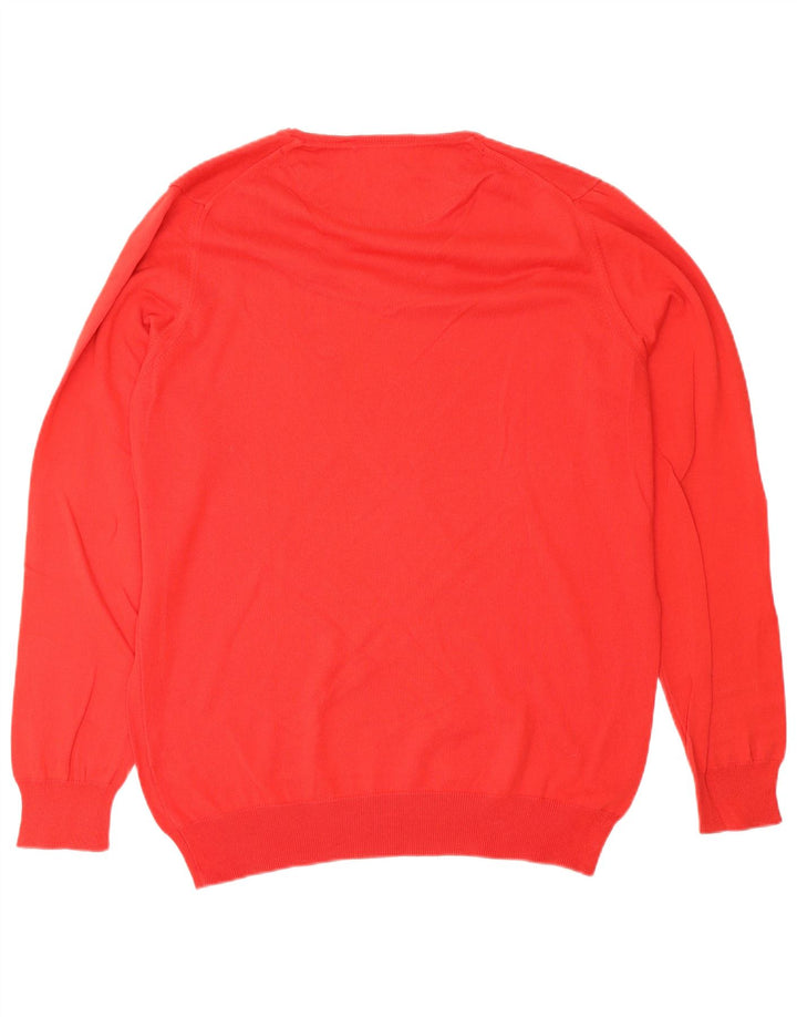 ZARA Hombre Jersey con cuello en V Jersey Large Rojo Algodón