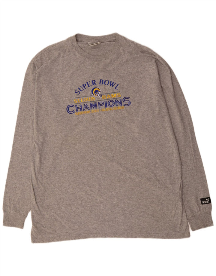 PUMA Camiseta gráfica de manga larga para hombre XL Algodón gris