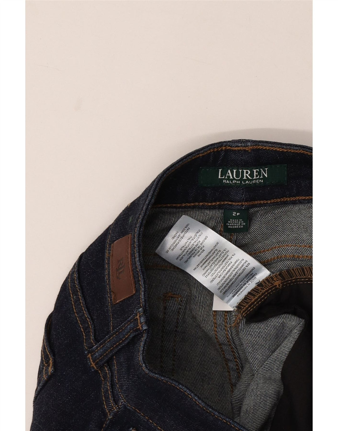 RALPH LAUREN Vaqueros rectos pequeños para mujer US 2 XS W28 L26 Azul marino Algodón