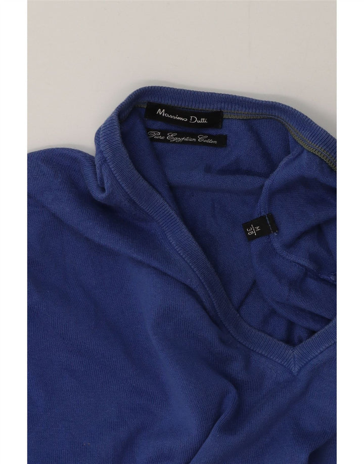 Jersey Massimo Dutti Hombre Cuello Pico Algodón Azul Medio