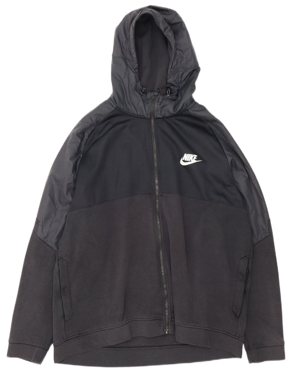 Nike - Sudadera con capucha y cremallera para hombre, talla 2XL, algodón negro