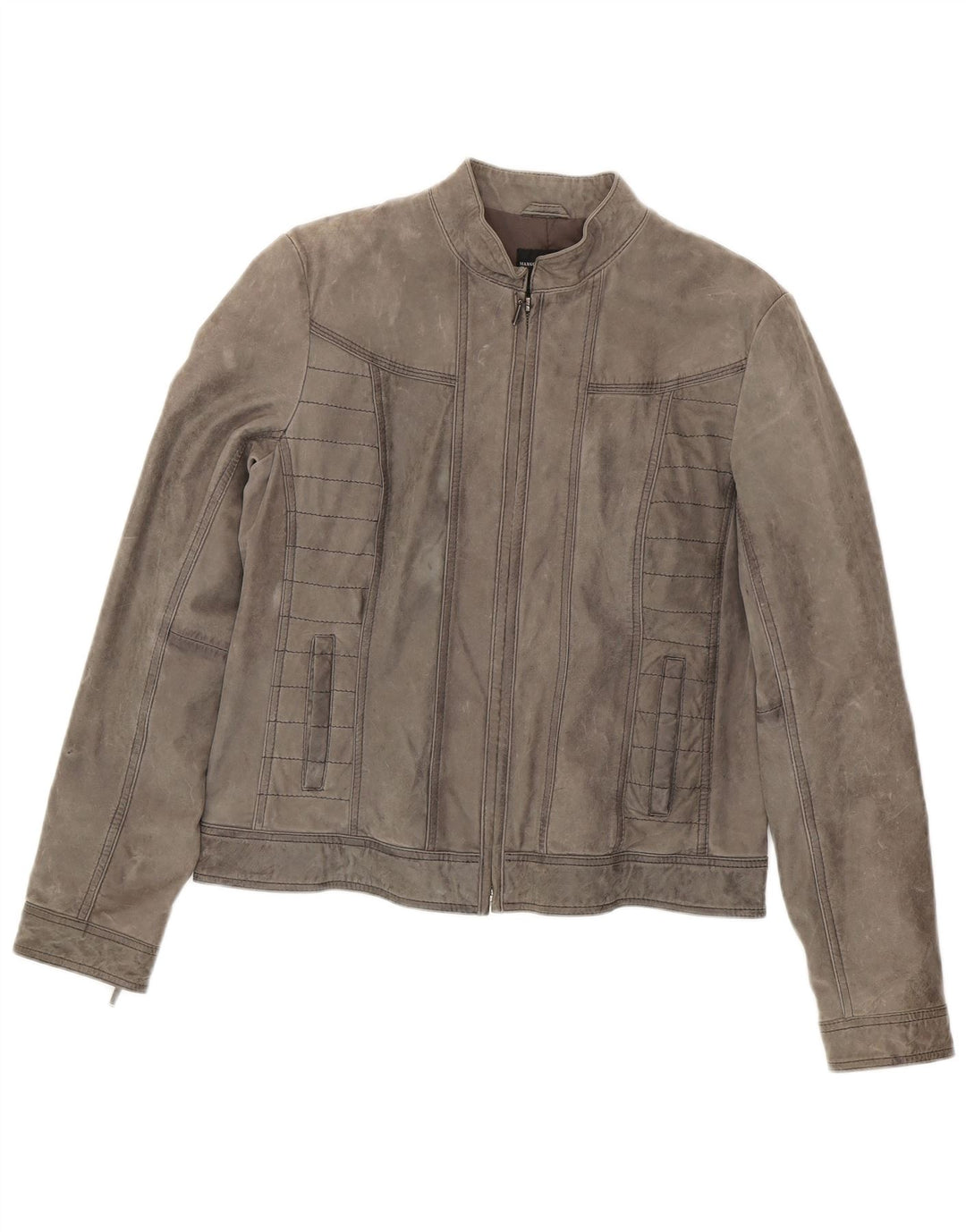 Mango Chaqueta de ante para mujer UK 46 Piel de oveja gris grande
