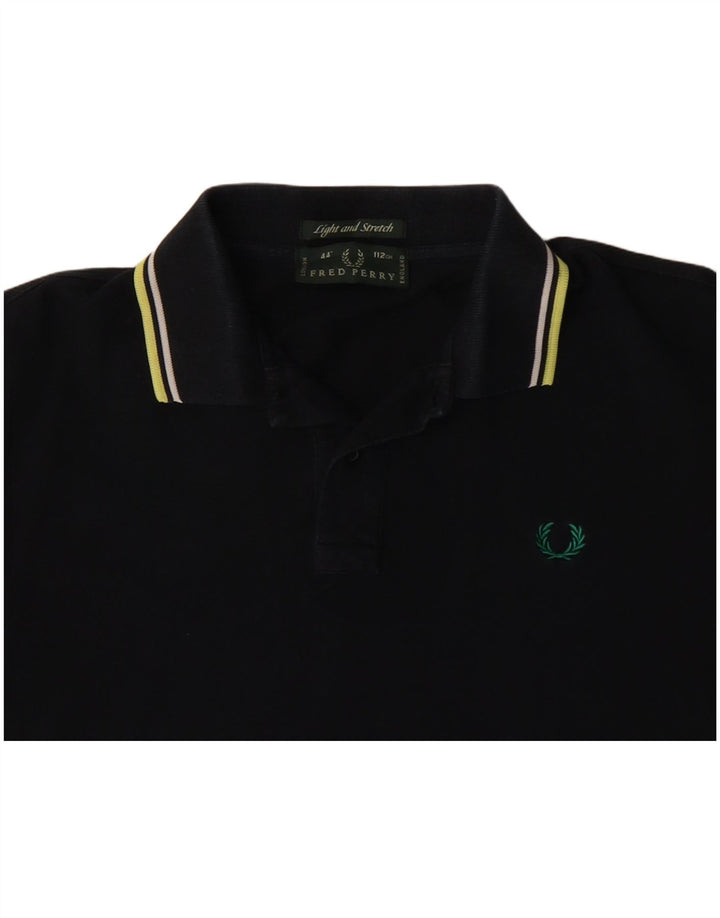 Fred Perry Polo Corto para Mujer UK 44 Mediano Algodón Negro