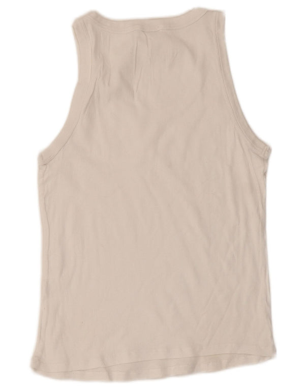 Zara Mujer Chaleco Top UK 12 Medium Blanco