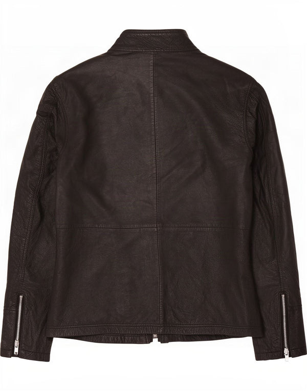 BARNEYS Chaqueta de cuero para hombre UK 38 Medium Black