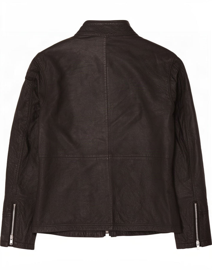 BARNEYS Chaqueta de cuero para hombre UK 38 Medium Black