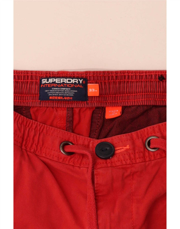 Superdry Pantalones cortos chinos para hombre W33 Algodón rojo mediano