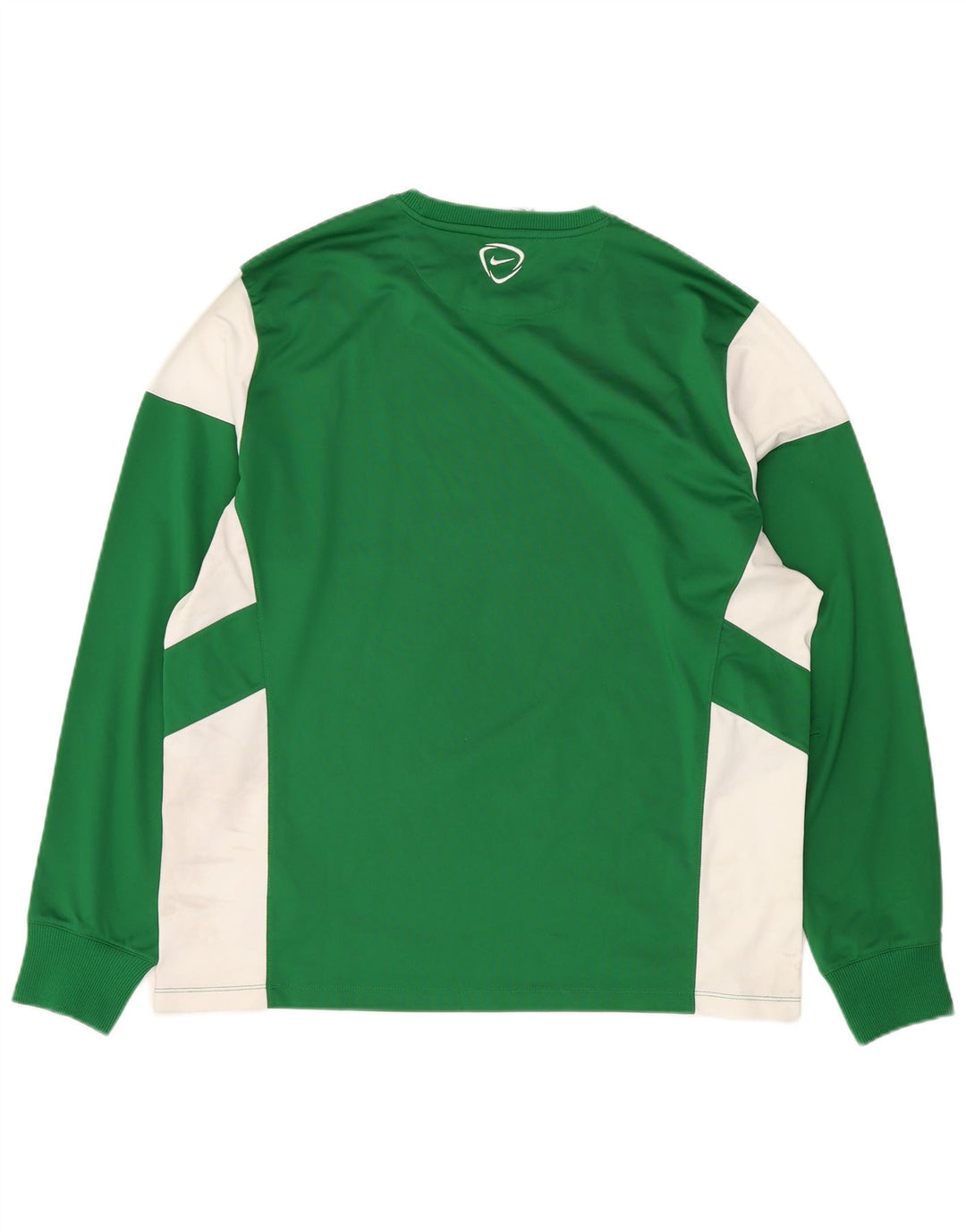 NIKE Hombre Dri Fit Top Manga Larga XL Poliéster Color Block Verde