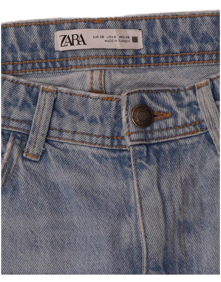 Zara Jeans rectos desgastados para mujer EU 38 Small W28 L34 Azul