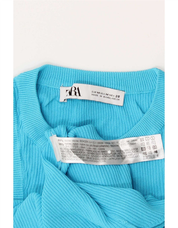 Zara Mujer Chaleco Top UK 12 Medio Azul Viscosa