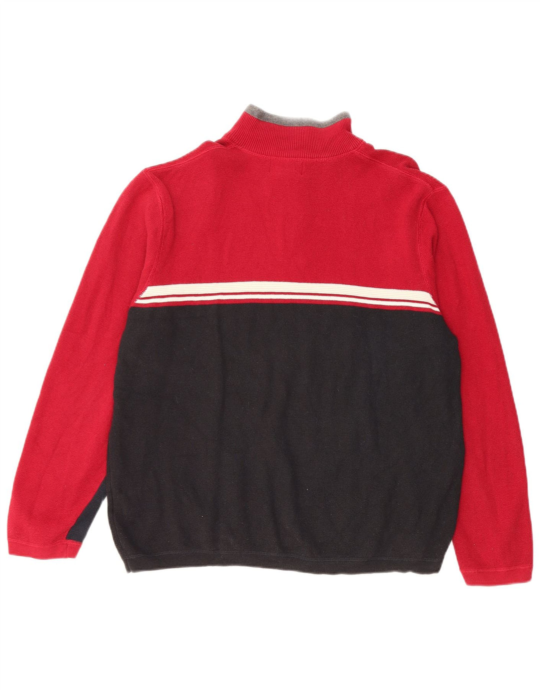 Eddie Bauer Jersey De Cuello Con Cremallera Para Hombre Pequeño Rojo Colorblock Algodón