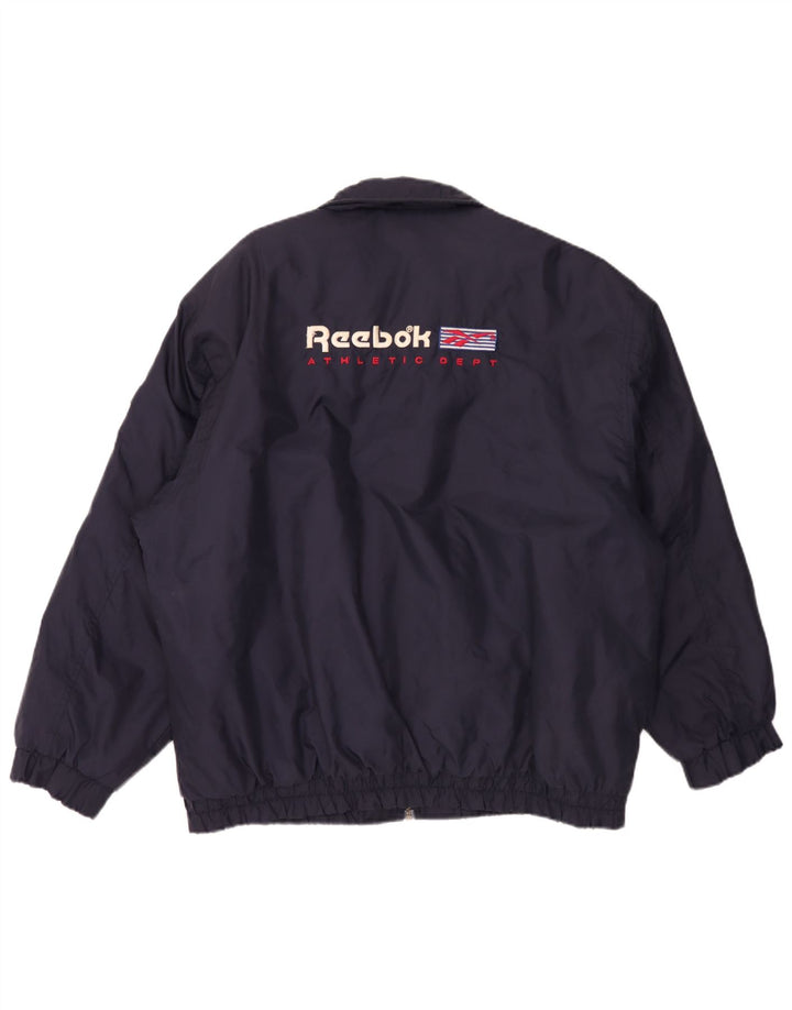 Reebok Chaqueta bomber gráfica para hombre UK 42 XL Nylon azul marino