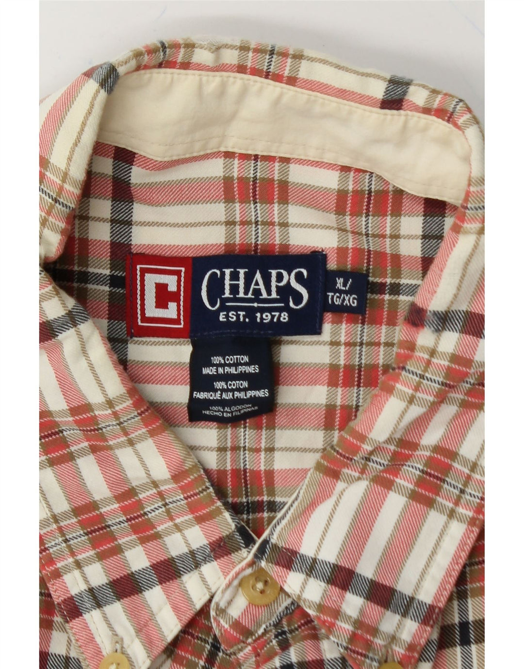 CHAPS Mens Short Sleeve Shirt XL Red Check Cotton Vintage Chaps and Second-Hand Chaps from Messina Hembry 