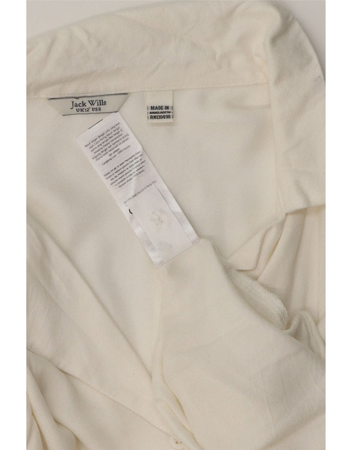 JACK WILLS Blusa camisera de manga corta para mujer UK 42 Viscosa blanca mediana