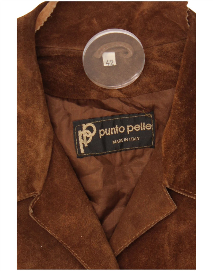 VINTAGE Chaqueta Blazer de ante de 5 botones para mujer IT 42 Cuero marrón medio