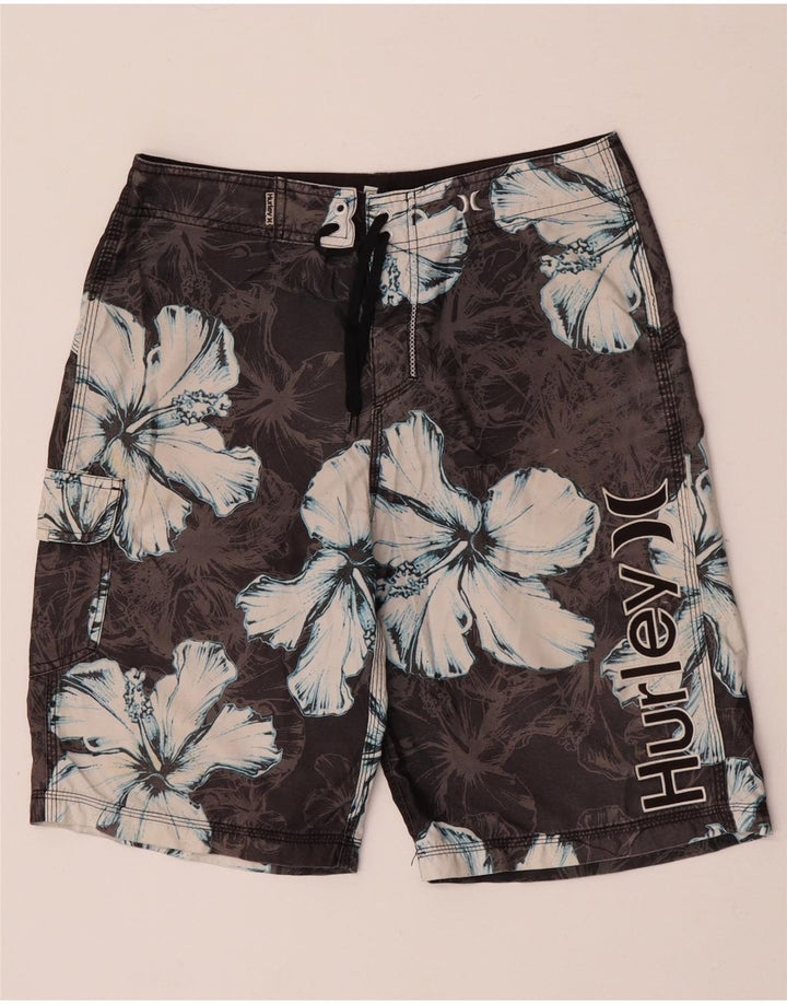 Hurley Shorts De Baño Gráfico Para Hombre Poliéster Floral Gris Medio