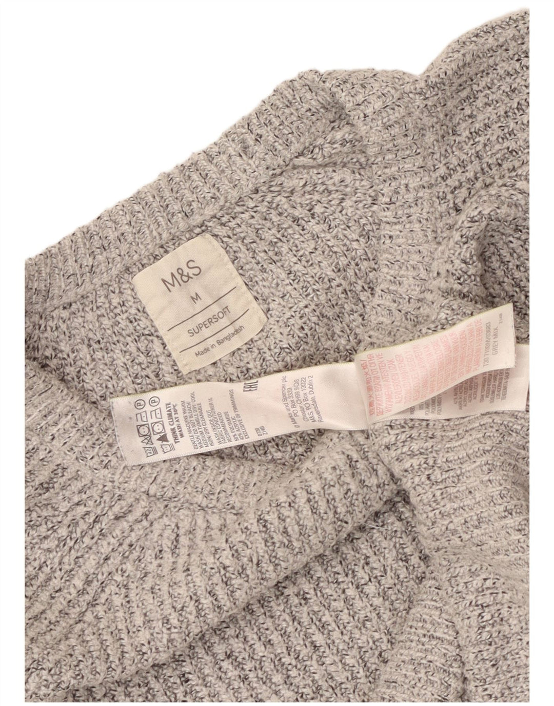 Marks & Spencer Jersey con cuello barco para hombre, jersey de poliamida moteada en gris medio