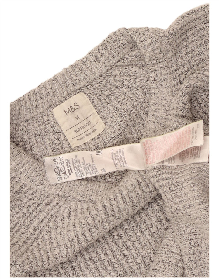 Marks & Spencer Jersey con cuello barco para hombre, jersey de poliamida moteada en gris medio